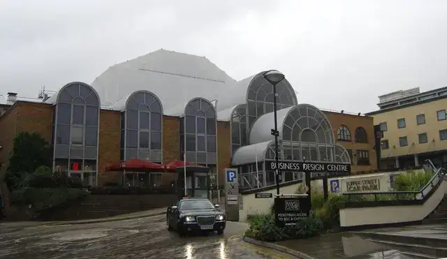 Business Design Centre exterior, photographed in 2013