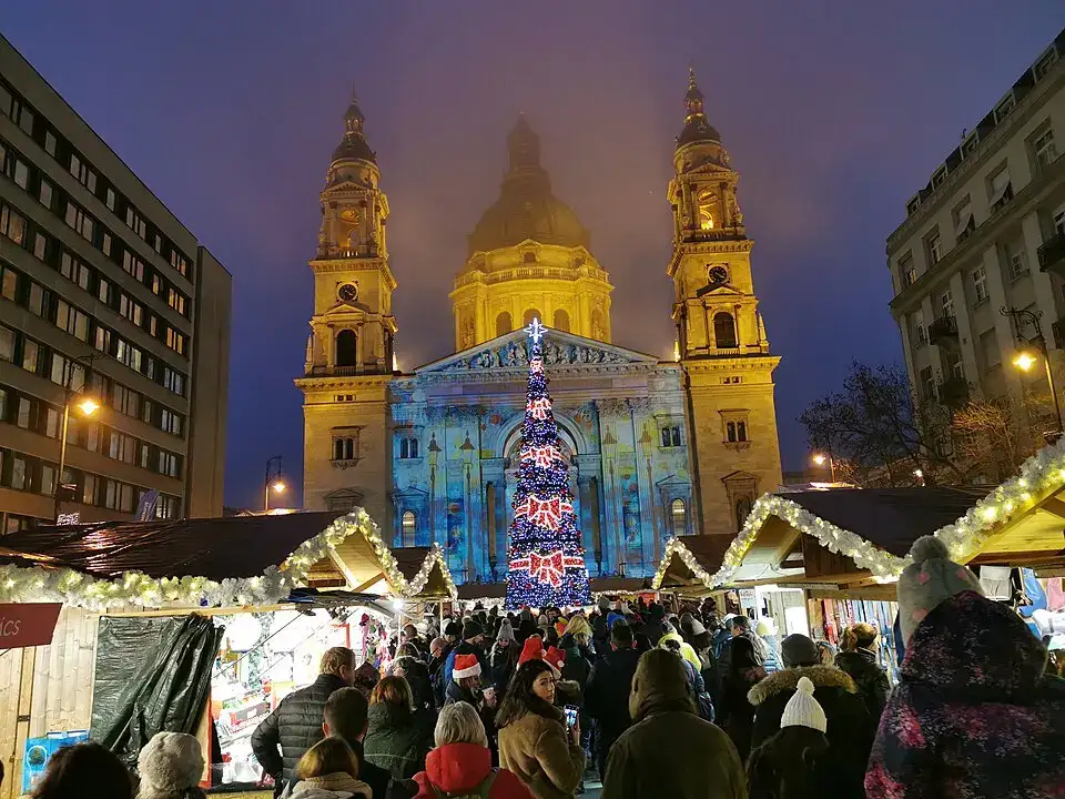 Advent Basilica Christmas market in Budapest in December 2019