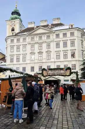 Christmas market on Vienna’s Freyung, photographed in December 2023
