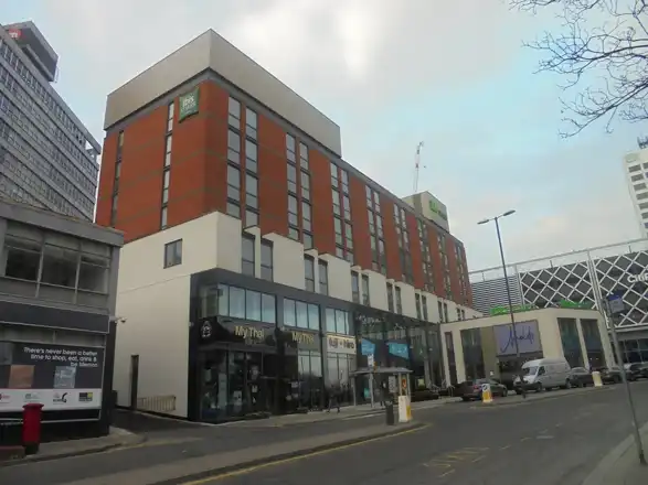 Ibis Styles Hotel, Wade Lane (part of the Merrion Centre complex), Leeds, West Yorkshire.  This was formerly the Merrion Hotel.  Taken on  the afternoon of  Wednesday the 12th of December 2018