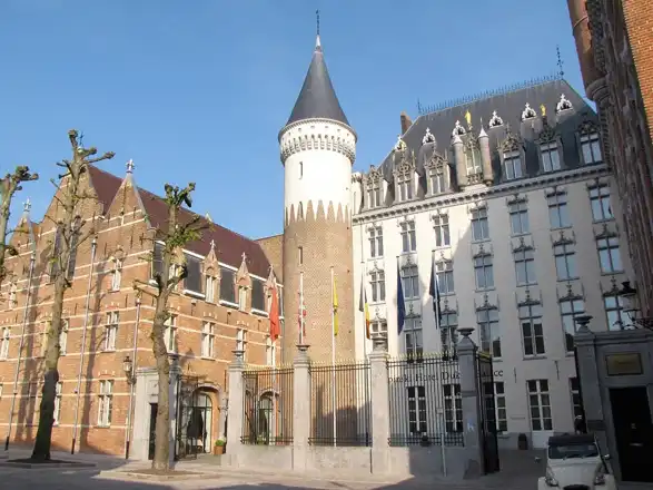 Historic exterior of Dukes’ Palace at Prinsenhof in Bruges