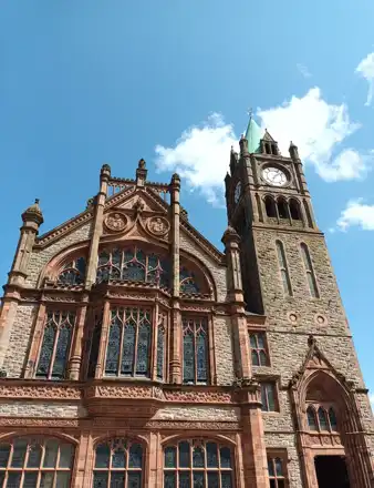 The Guildhall, Derry, photographed in June 2023; archive venue view, not a market photograph