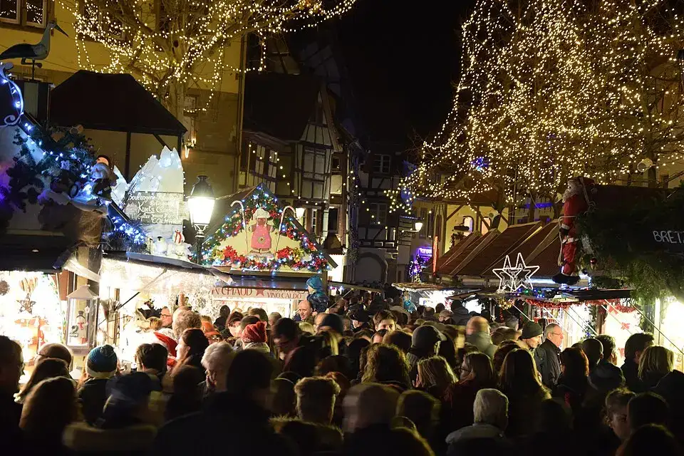 Colmar Christmas market at night in December 2014