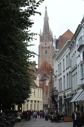 Simon Stevinplein in Bruges, photographed outside market season in September 2017