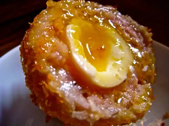 Food type: A Scotch egg cut in half