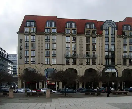 Hilton Berlin exterior in an archive photograph